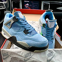 Женские кроссовки Nike Air Jordan Retro 4 SE University Blue Tech Grey White (голубые) модные кроссы I885