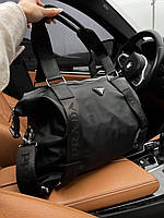 Женская подарочная сумка Prada (черная) art0250 красивая стильная вместительная объемная на текстильном ремне