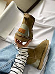 Жіночі зимові уги Ugg Classic Mini Mokko Suede (коричневі) якісне тепле взуття з хутром UG073 топ, фото 5
