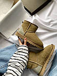Жіночі зимові уги Ugg Classic Mini Mokko Suede (коричневі) якісне тепле взуття з хутром UG073 топ, фото 7