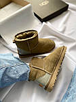 Жіночі зимові уги Ugg Classic Mini Mokko Suede (коричневі) якісне тепле взуття з хутром UG073 топ, фото 9