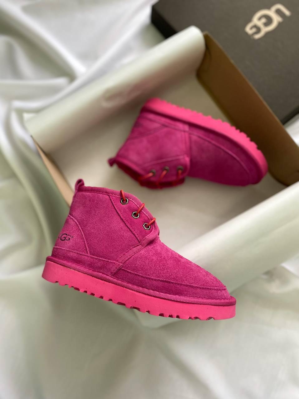 Жіночі зимові уги Ugg Neumel "II Pink" (рожеві) коротке повсякденне тепле взуття з хутром UG078 топ