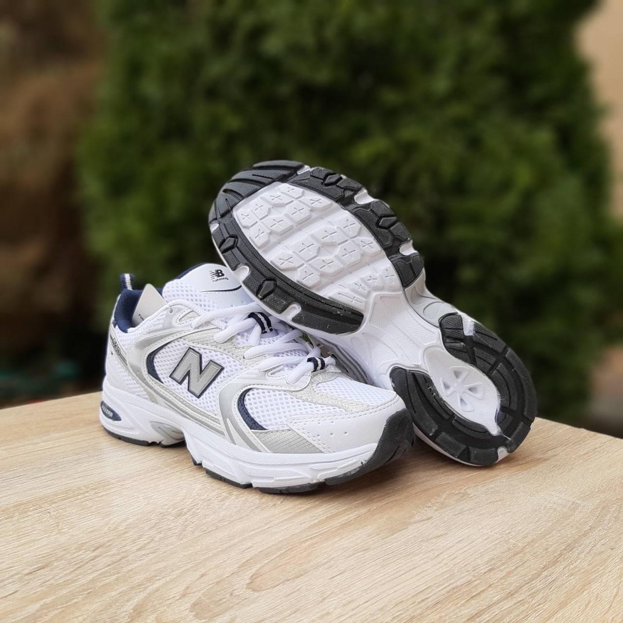 Чоловічі кросівки New Balance 530 (білі із сірим і синім) спортивні комбіновані кроси О10811 топ, фото 1