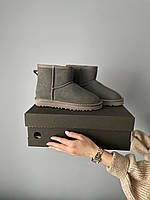 Женские зимние угги UGG Mini Grey (серые) крутые комфортные теплые ботинки S952 cross