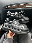 Жіночі зимові кросівки Louis Vuitton Black Fur (чорні) красиві модні кеди з хутром LV005 топ, фото 6