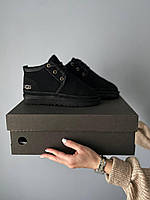 Мужские зимние ботинки UGG Neumel Black (чёрные) короткая повседневная тёплая обувь с мехом S958 cross