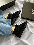 Жіночі зимові чоботи Ugg Ultra mini Suede Lux (чорні) короткі міні уги з хутром UG083 топ, фото 8
