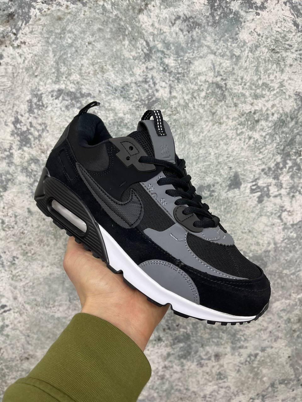 Чоловічі кросівки Nike Air Max 90 Fortuna Black/Grey/White (чорні із сірим і білим) спортивні кроси I1145 топ, фото 1
