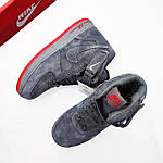 Чоловічі зимові кросівки Nike Air Force 1 grey (сірі з червоним) високі модні кеди на хутрі F618 топ, фото 10