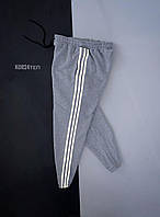 Теплые спортивные штаны мужские (серые) sKor24теплые с рефлективными лампасами тринитка футер топ
