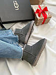 Жіночі зимові уги Ugg mini Grey Lux (сірі) круті комфортні теплі чоботи UG084 топ, фото 3