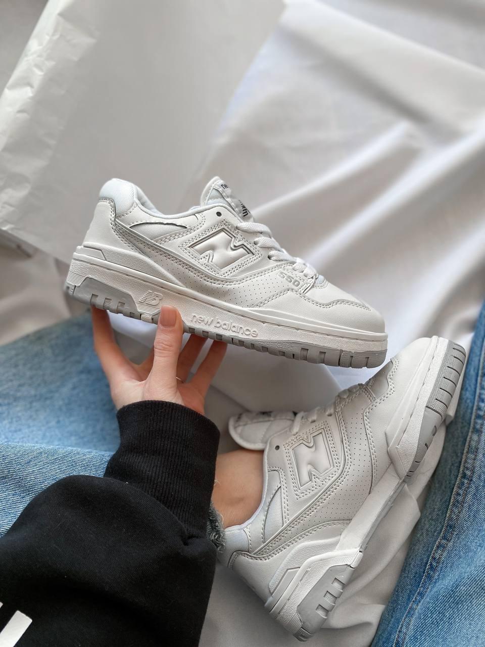 Чоловічі кросівки New Balance 550 White/Grey (білі із сірим) демісезонні спортивні кроси NB025 топ, фото 1