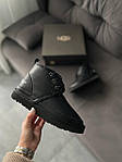 Чоловічі зимові черевики UGG Neumel Leather Black (чорні) коротке повсякденне тепле взуття з хутром S959 топ, фото 8