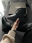 Чоловічі зимові черевики UGG Neumel Leather Black (чорні) коротке повсякденне тепле взуття з хутром S959 топ, фото 5