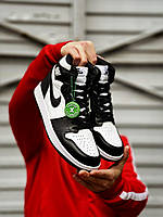 Мужские кроссовки Nike Air Jordan 1 Retro (чёрно-белые) высокие демисезонные кроссы J2064 cross 42