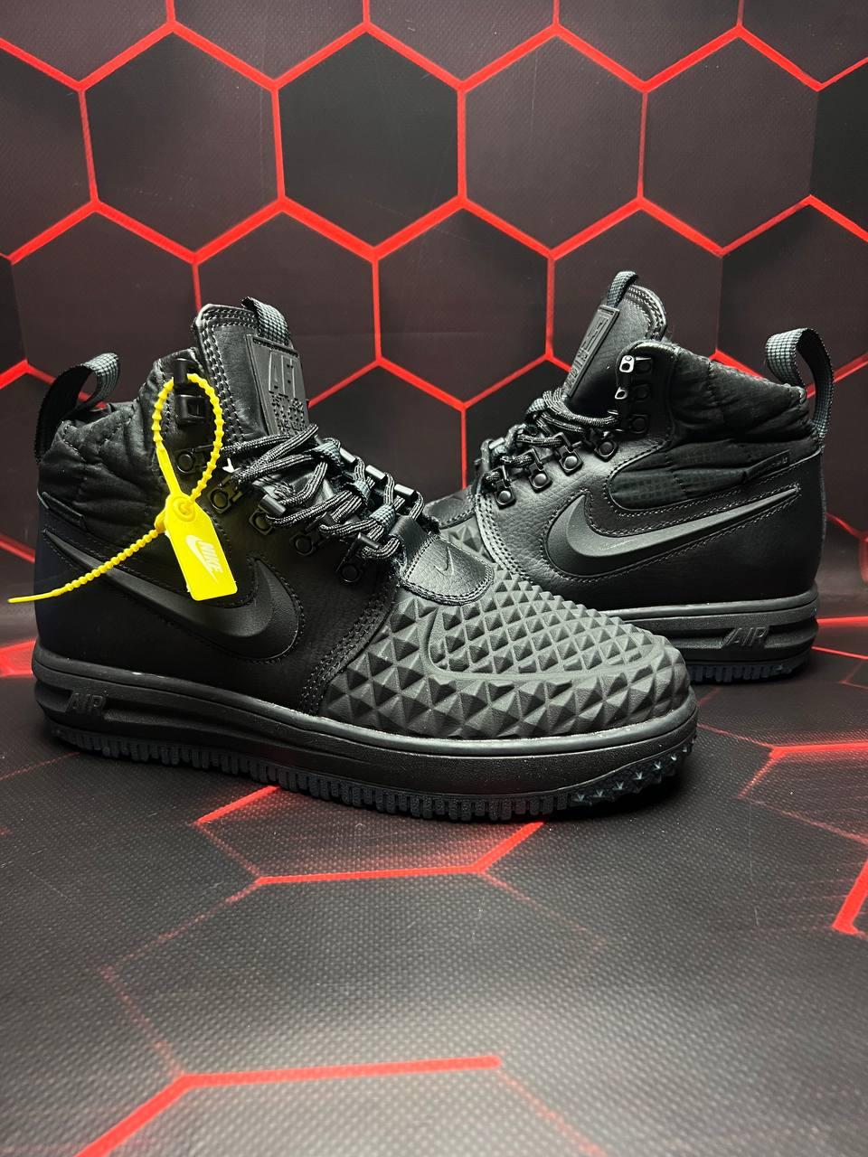 Чоловічі кросівки Nike Lunar Force 1 Duckboot 17 Black (чорні) високі модні демі кеди R605 топ, фото 1