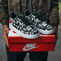 Женские кроссовки Nike Air Force 1 World (чёрно-белые) низкие демисезонные кроссы I531 cross