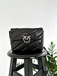 Жіноча подарункова сумка Pinko Puff Black Bag (чорна) torb0073 модна красива стильна з пташками екошкіра топ, фото 4