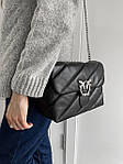 Жіноча подарункова сумка Pinko Puff Black Bag (чорна) torb0073 модна красива стильна з пташками екошкіра топ, фото 7
