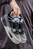 Мужские кроссовки Nike Air Jordan Retro 4 SE Fear Black White (чёрные с белым и серым) низкие кроссы I1066