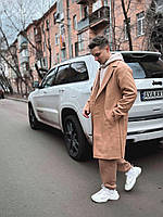Мужское пальто оверсайз демисезонное (бежевое) sPLTOS3 стильное представительное кашемировое топ L/XL
