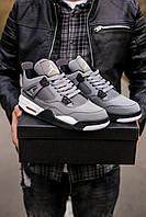 Мужские кроссовки Nike Air Jordan Retro 4 Cool Grey (серые с белым) низкие светлые молодёжные кроссы I1034