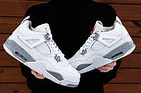 Мужские кроссовки Nike Air Jordan Retro 4 White/Grey (белые с серым) низкие светлые молодёжные кроссы I973