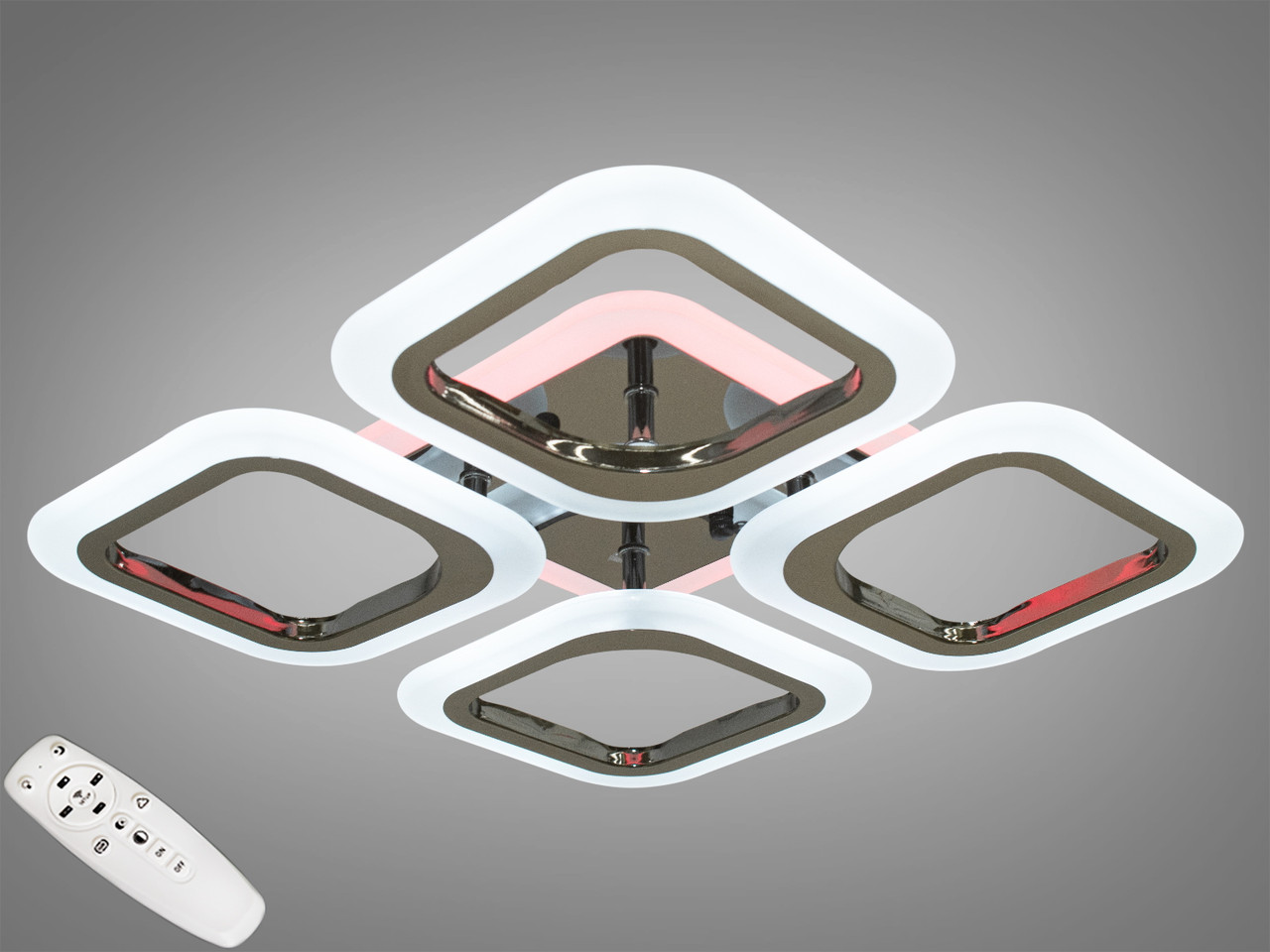 Стельова люстра з діммером і LED підсвічуванням, колір чорний хром AS8060/4BHR LED 3color dimmer, фото 1