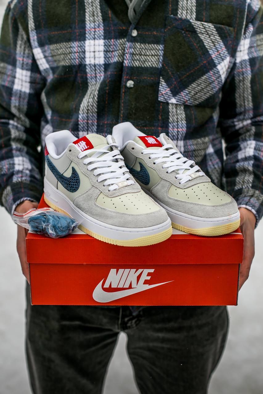 Чоловічі кросівки Nike Air Force x Undefend (сірі з бежевим) низькі стильні повсякденні кеди I1009 топ, фото 1