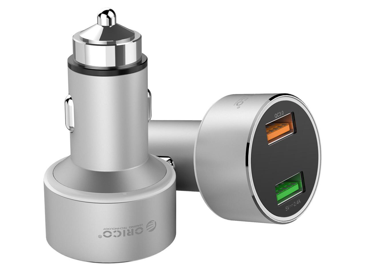 Автомобільний зарядний пристрій Orico 30 Вт з двома роз'ємами USB Quick Charge 3.0/2.0 Сірий ORICO-UPC-Q2-SV-BP