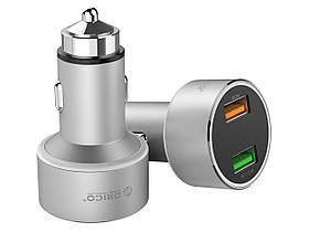 Автомобільний зарядний пристрій Orico 30 Вт з двома роз'ємами USB Quick Charge 3.0/2.0 Сірий ORICO-UPC-Q2-SV-BP