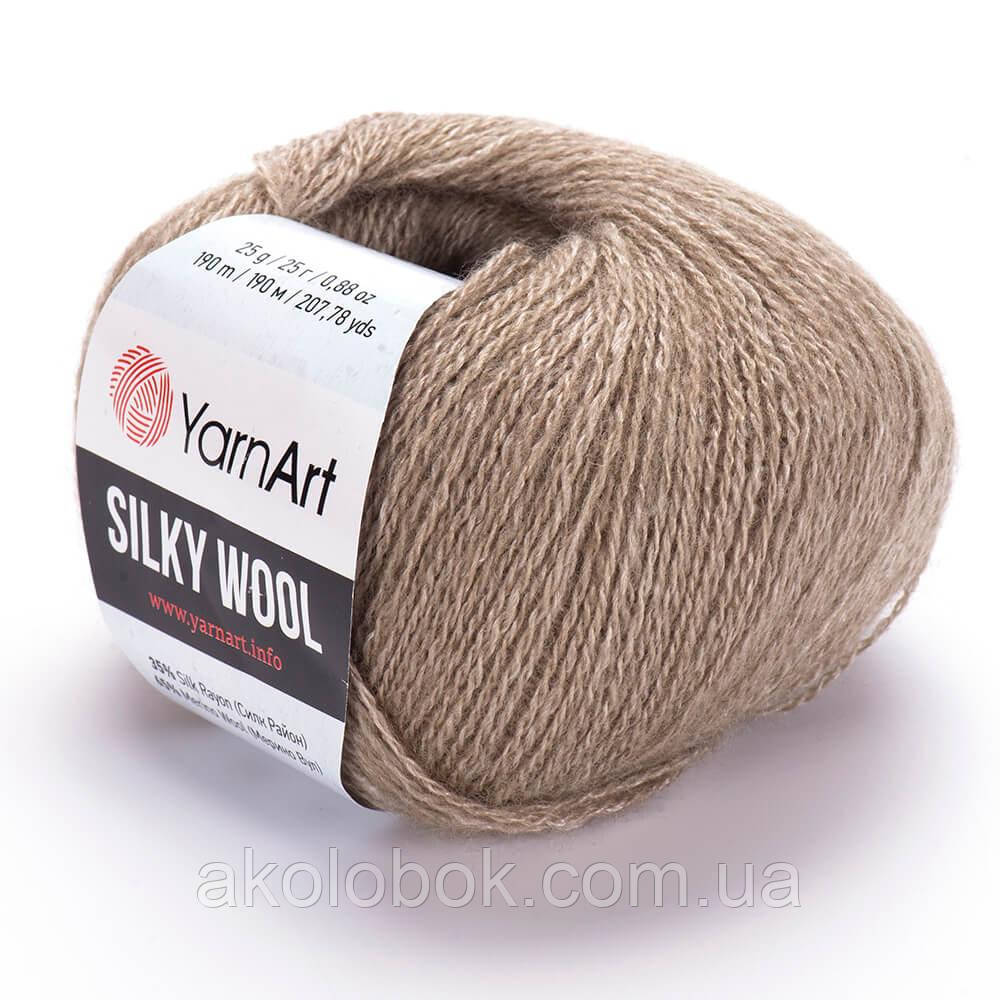 Турецька зимова пряжа для в'язання YarnArt Silky Wool (силки вул) вовна з шовком 342 беж