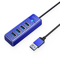 USB-хаб Orico 4-портовый USB 3.0 с кабелем 0,15 м 5 Гбит/с Синий ORICO-PW4U-U3-015-BL-EP