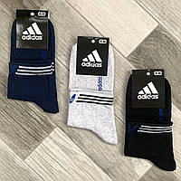 Носки мужские демисезонные х/б спортивные Adidas, Athletic Sports, средние, ассорти с серым, 06271