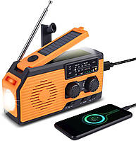 Радіо-динамо з ліхтарем роторне з сонячною зарядкою, USB та вбудованим powerbank  5000 mAh