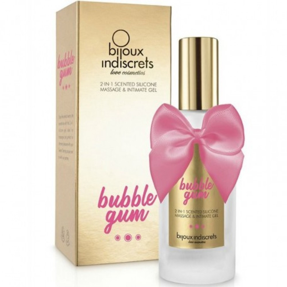 Масажний гель-лубрикант 2 в 1 із ароматом на силіконовій основі Bubblegum Bijoux, фото 1