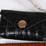 Жіночий класичний пояс гаманець рептилія чорний, фото 6