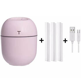 Ультразвуковий Міні-зволожувач повітря HUMIDIFIER з дифузором 220 мл USB рожевий (HT0002) chk ly