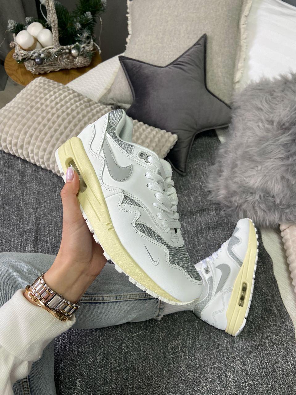 Кросівки Nike Air Max 1 Patta Waves White / Найк Аїр Макс 1 Патта Уейвс Білі з Сірим