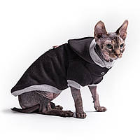 Кофта с рукавом для котов (кошек) с капюшоном Style Pets (одежда для котов и кошек) ADS Sport BLACK XL-
