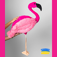 Большая мягкая игрушка розовый фламинго с длинной шеей 90см Плюшевая яркая пушистая детская игрушка Подарок