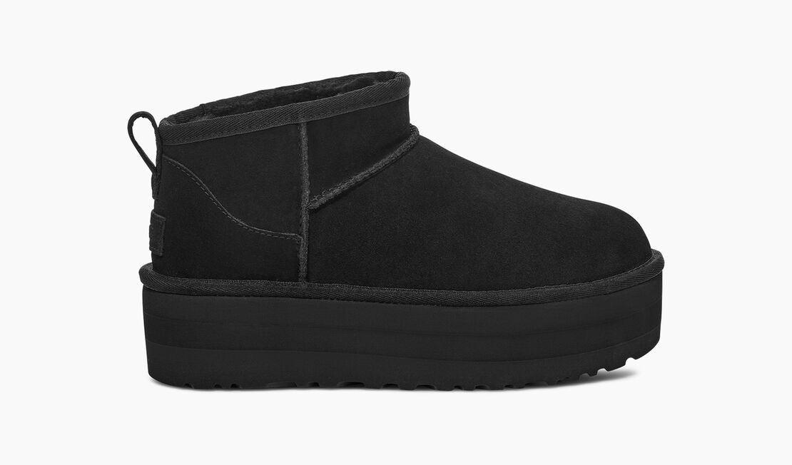 Уггі жіночі зимові чорні UGG Classic Ultra Mini Platform Black (10240)