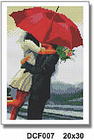 Алмазна мозаїка вишивка (квад. стрази, повна викладка, без підрам.) "Закохані під парасолькою" 20*30 см