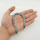 Широкий срібний браслет чоловічий плетіння рамзес (кардинал). Ширина 1 см. Вага 30 гр 24 см, фото 3