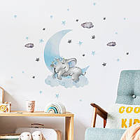 Виниловые наклейки на стену Слоник спит на голубой луне (лист 30 х 90 см) б394-46-1