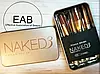 Професійний набір пензлів для макіяжу NAKED3 в металевому боксі 12 шт Коричневі, Пензлі для макіяжу, фото 7