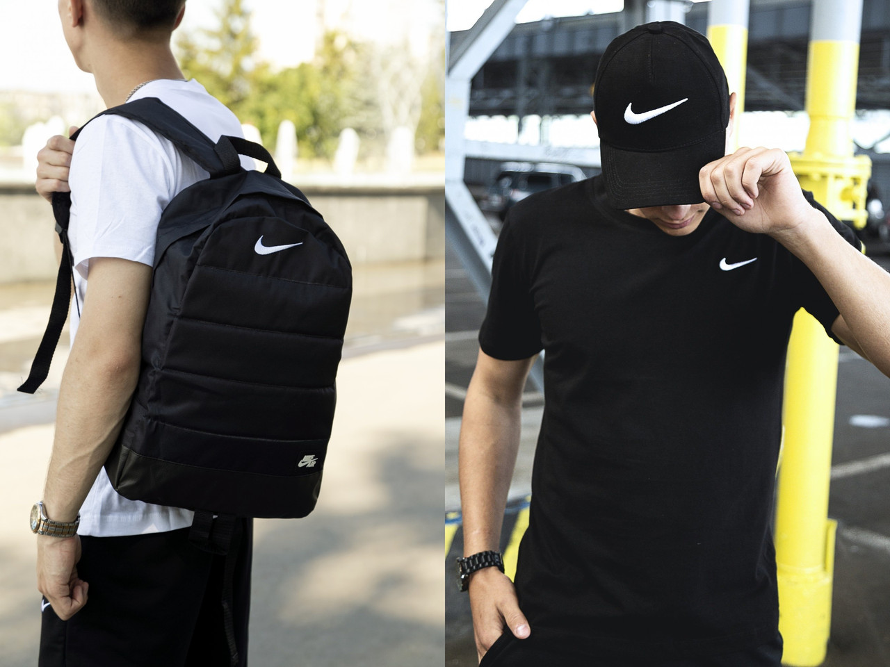 Рюкзак Nike і кепка Найк чорний спортивний міський жіночий портфель