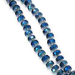 Намистини Кришталь рондель з бісером 5х8 мм та 2х4 мм Синій Ав 75 см (+-по 96 шт.)