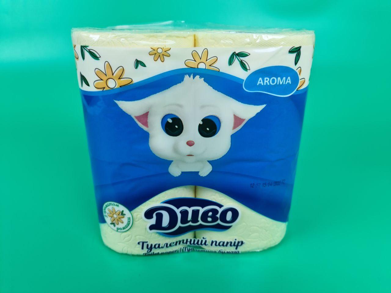 Папір туалетний жовтий з ароматом ромашки (а4) Диво (1 пачка), фото 1