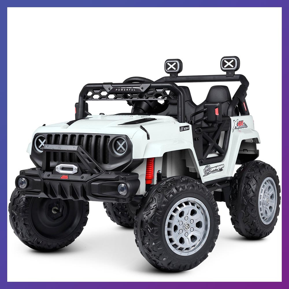 Дитячий електромобіль на акумуляторі джип Jeep M 4960 з пультом радіокерування для дітей 3-8 років білий